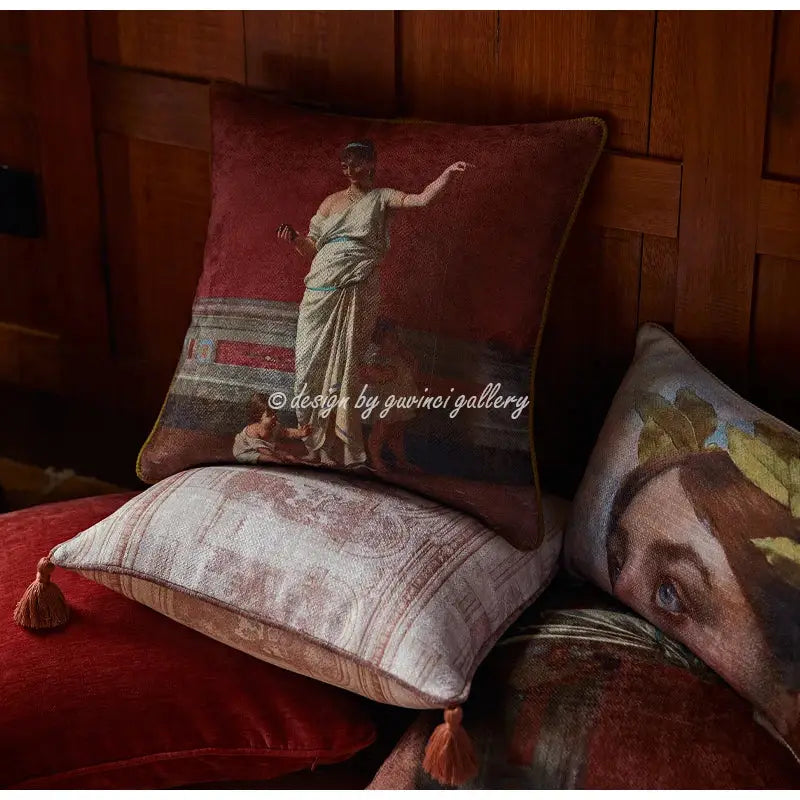Classical greek portrait lumbar pillow cover bedroom decor