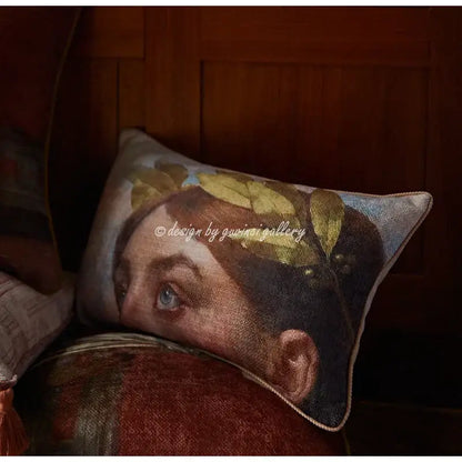 Classical greek portrait lumbar pillow cover bedroom decor