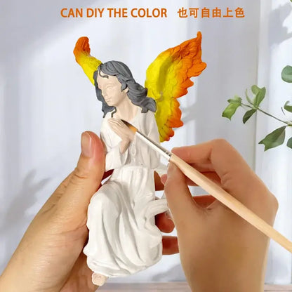 White and gold resin angel figurine living room collectible statue