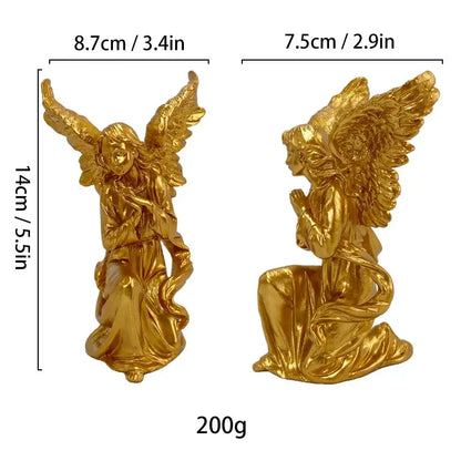 White and gold resin angel figurine living room collectible statue