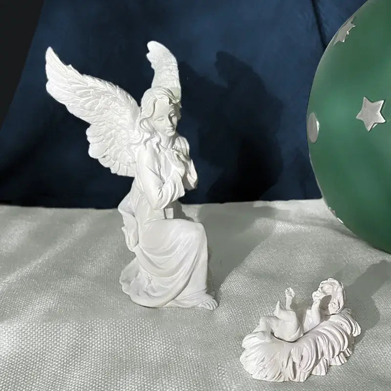 White and gold resin angel figurine living room collectible statue