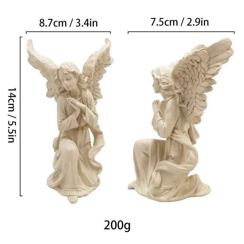 White and gold resin angel figurine living room collectible statue