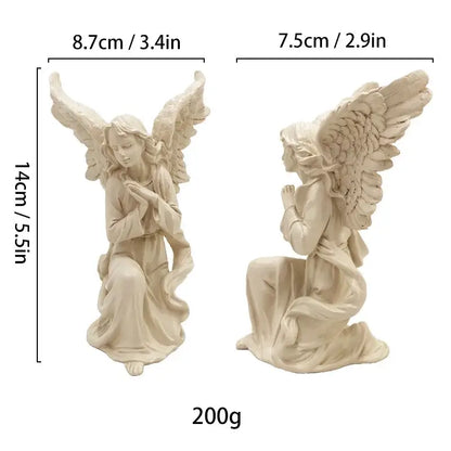 White and gold resin angel figurine living room collectible statue