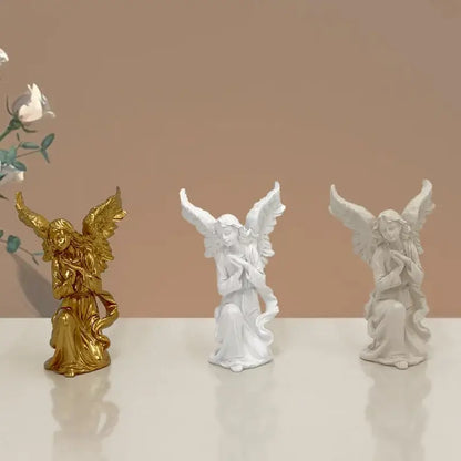 White and gold resin angel figurine living room collectible statue