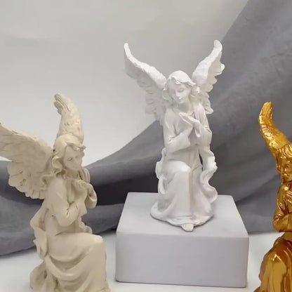 White and gold resin angel figurine living room collectible statue