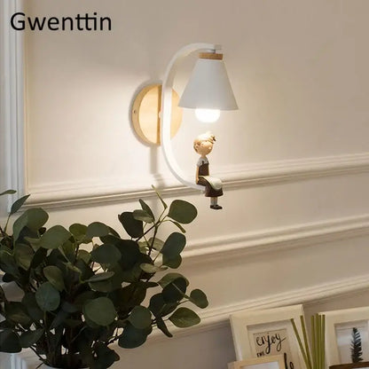 White and pink angel girl bedroom wall sconces led light fixtures