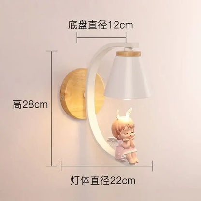 White and pink angel girl bedroom wall sconces led light fixtures