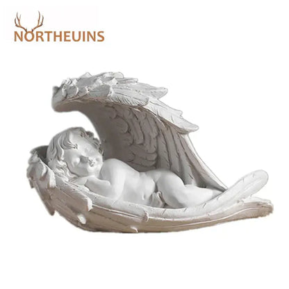 Modern white angel girl resin figurine bedroom decor detail wings