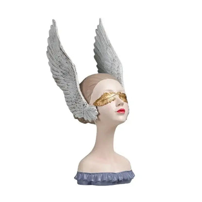 White and gold angel girl statue bedroom decor sculptures