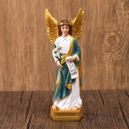 White and green angel god statue – living room religious decor