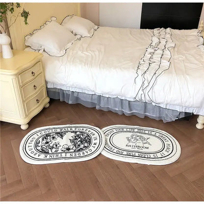 Cream angel print shaggy bath rug bathroom just relax mat