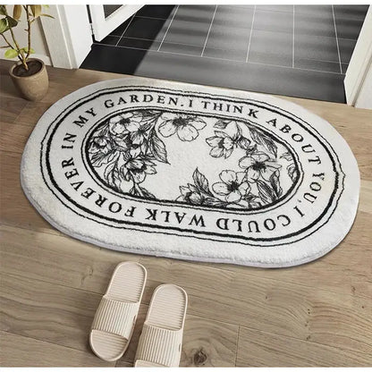 Cream angel print shaggy bath rug bathroom just relax mat