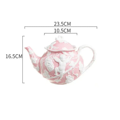 Angel relief ceramic tableware set white floral coffee cups dining room