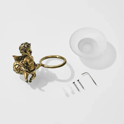Angel style gold soap dish with frosted tray for bathroom