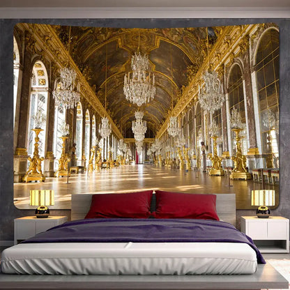 Ornate palace golden angel tapestry bedroom boho wall decor