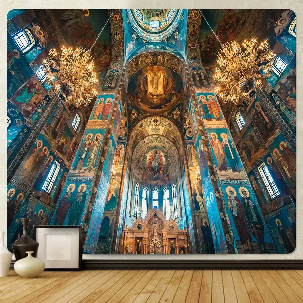 Ornate palace golden angel tapestry bedroom boho wall decor