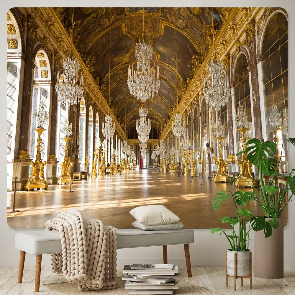 Ornate palace golden angel tapestry bedroom boho wall decor