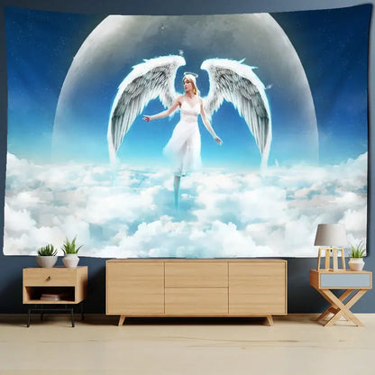 Bohemian angel blue moon tapestry wall hanging bedroom decor
