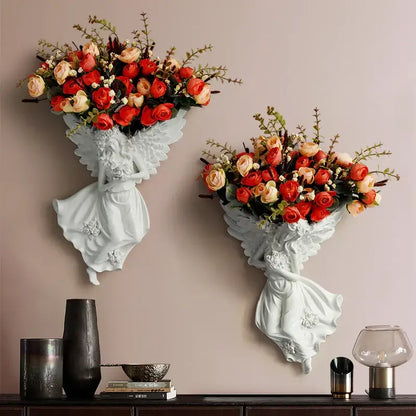 White angel vase wall decoration living room cupid flowerpot