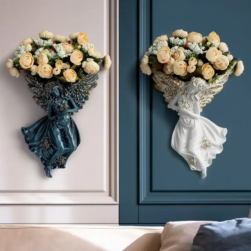 White angel vase wall decoration living room cupid flowerpot