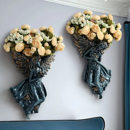 White angel vase wall decoration living room cupid flowerpot