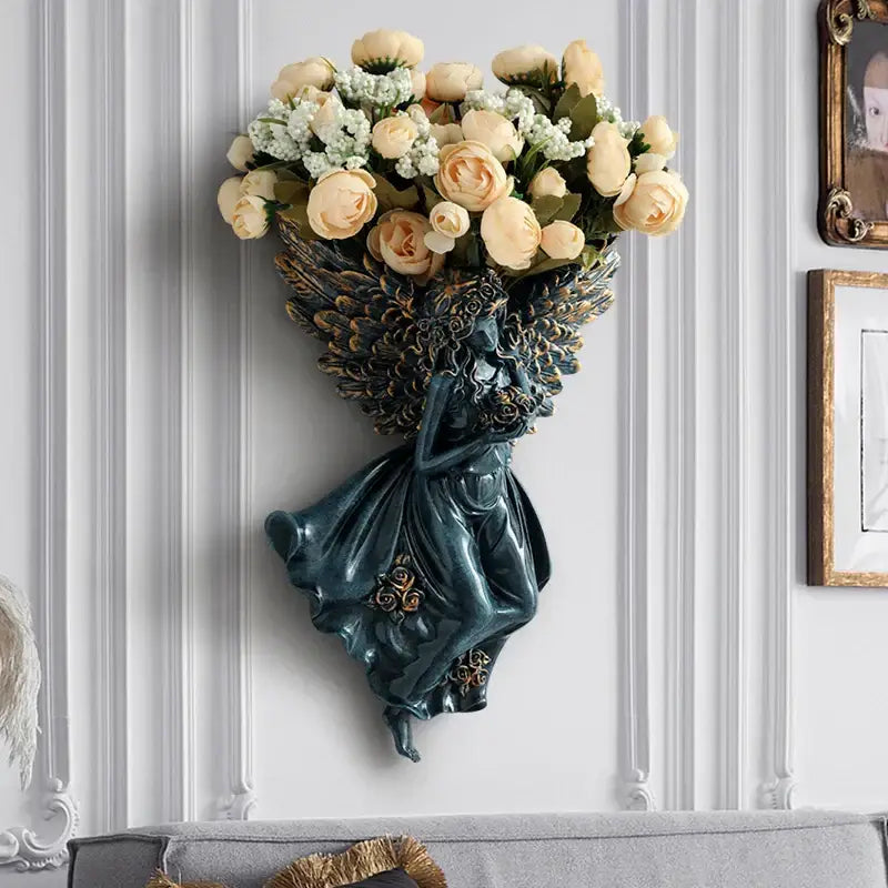 White angel vase wall decoration living room cupid flowerpot