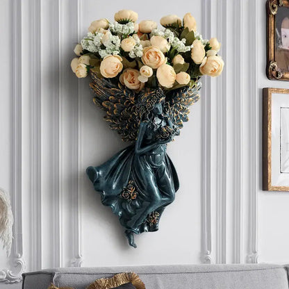 White angel vase wall decoration living room cupid flowerpot