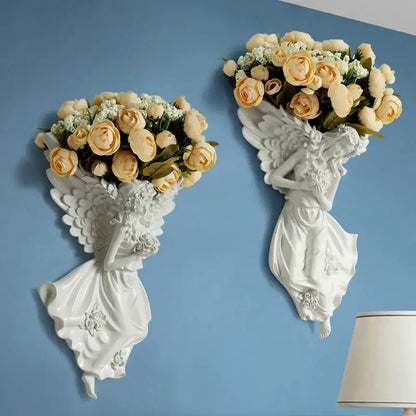 White angel vase wall decoration living room cupid flowerpot