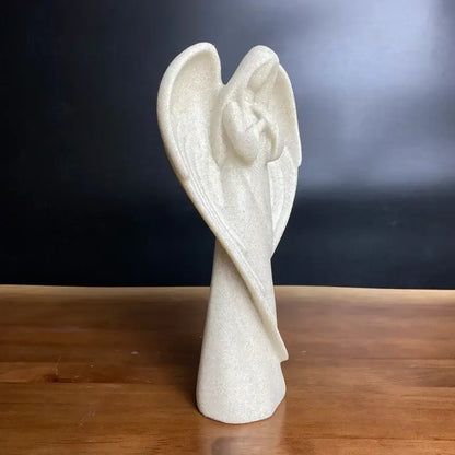 Serene white angel wing girl resin statue living room decor