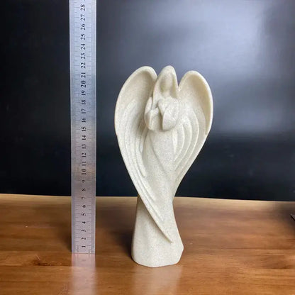 Serene white angel wing girl resin statue living room decor