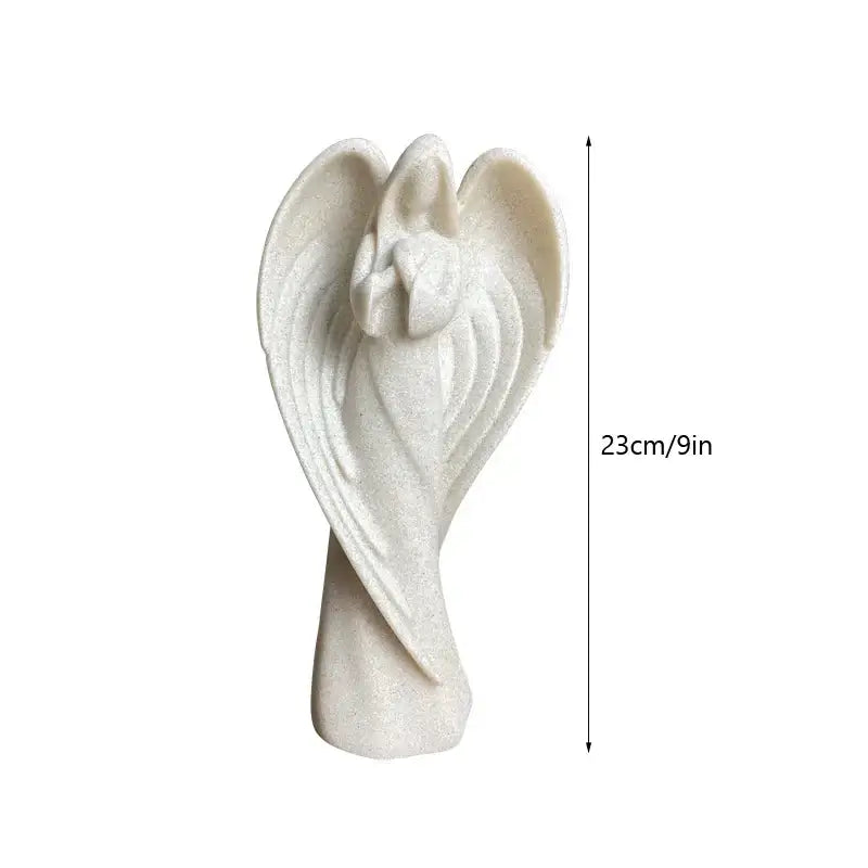 Serene white angel wing girl resin statue living room decor