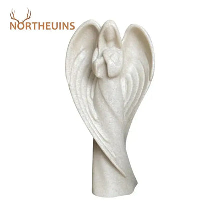 Serene white angel wing girl resin statue living room decor