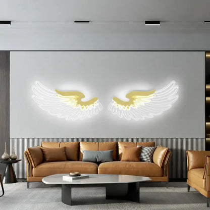 Purple & red-orange angel wings rgb led wall lamp bedroom decor