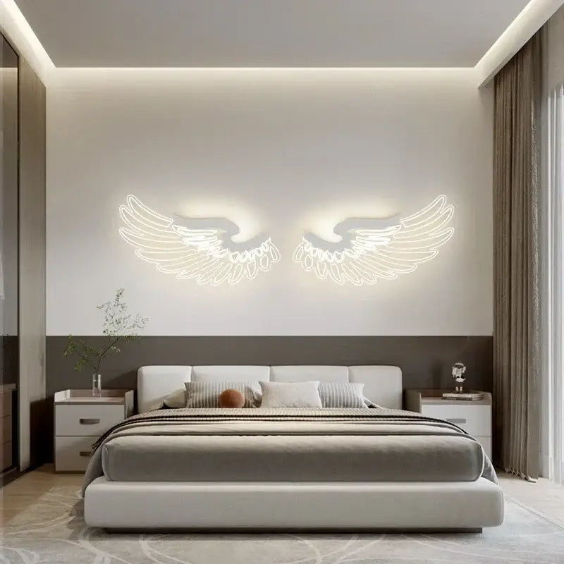 Purple & red-orange angel wings rgb led wall lamp bedroom decor
