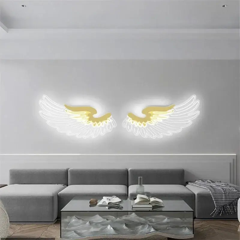 Purple & red-orange angel wings rgb led wall lamp bedroom decor