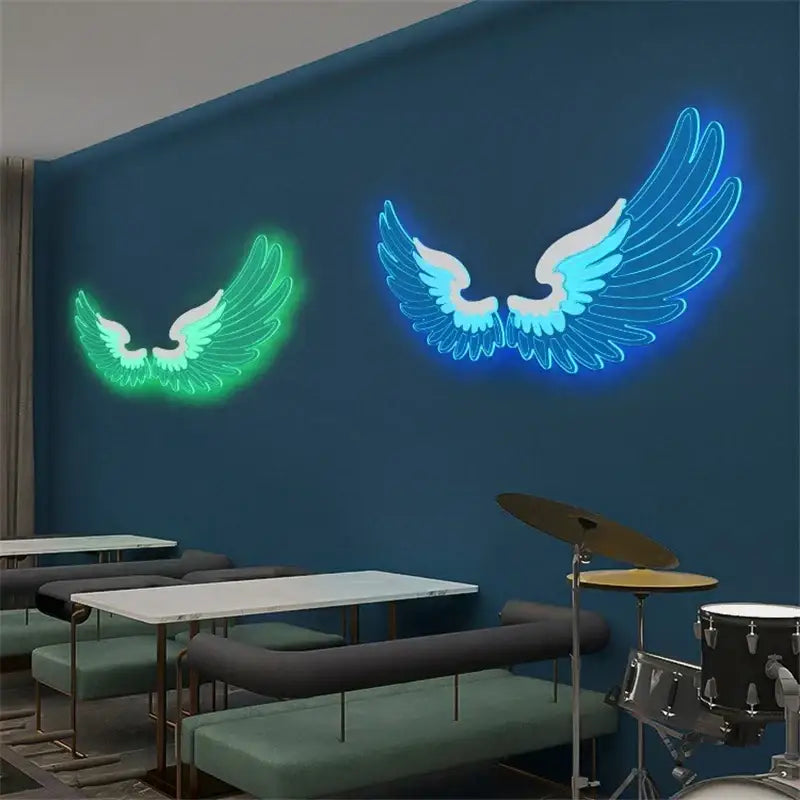 Purple & red-orange angel wings rgb led wall lamp bedroom decor