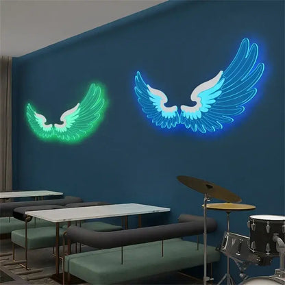 Purple & red-orange angel wings rgb led wall lamp bedroom decor