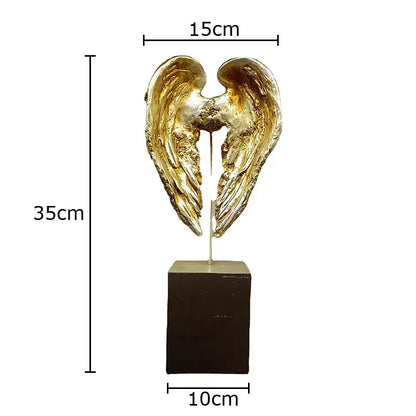 Golden angel wings sculpture desk ornament for living room