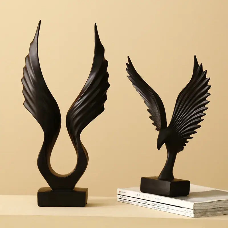 Modern gold & silver angel wings sculpture living room decor artware