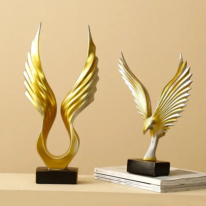 Modern gold & silver angel wings sculpture living room decor artware