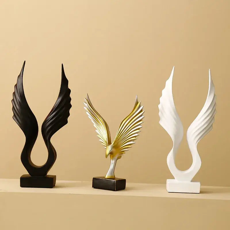 Modern gold & silver angel wings sculpture living room decor artware