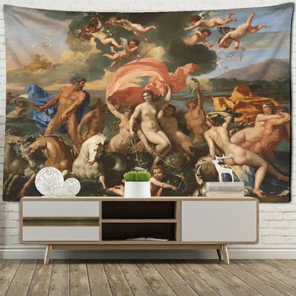 Classical beauty misty oil painting tapestry bedroom wall hanging