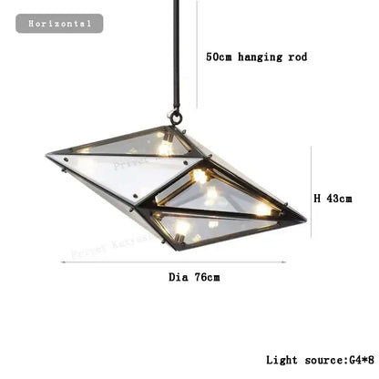 Angular diamond glass chandelier dining room pendant light