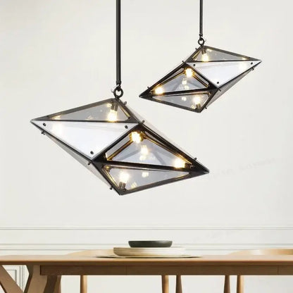 Angular diamond glass chandelier dining room pendant light