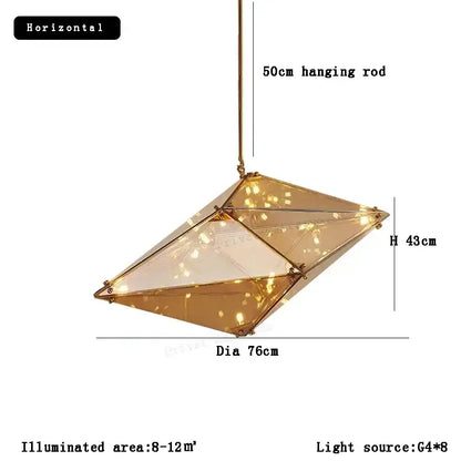 Angular diamond glass chandelier dining room pendant light