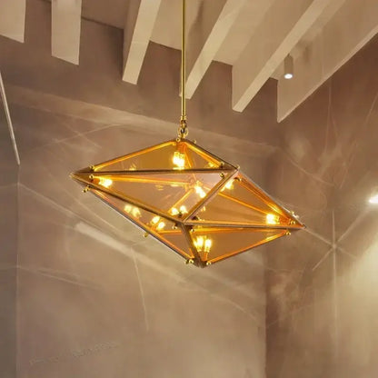 Angular diamond glass chandelier dining room pendant light