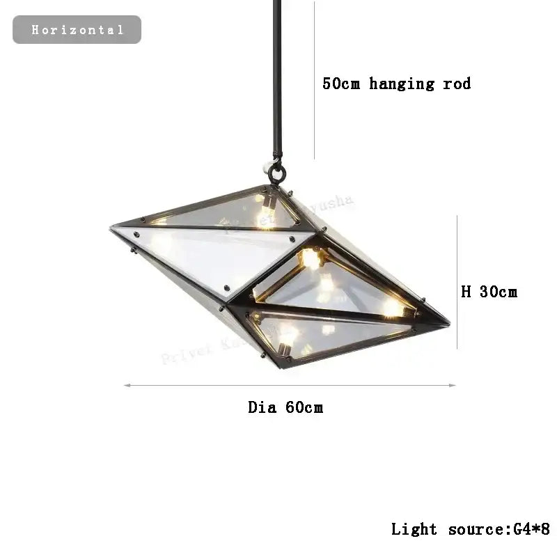 Angular diamond glass chandelier dining room pendant light