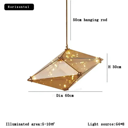 Angular diamond glass chandelier dining room pendant light