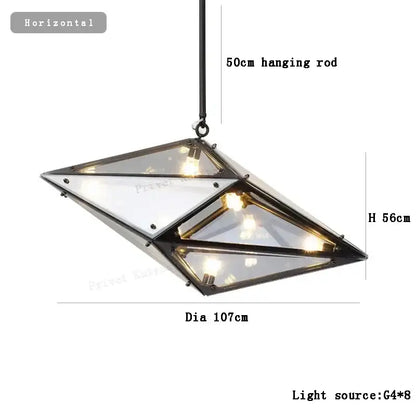 Angular diamond glass chandelier dining room pendant light