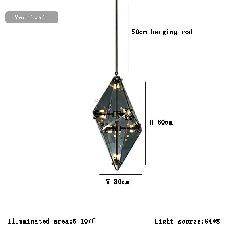 Angular diamond glass chandelier dining room pendant light